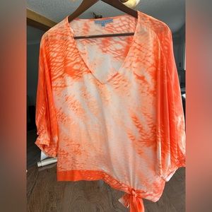 Antonio Melani orange and white blouse. L.